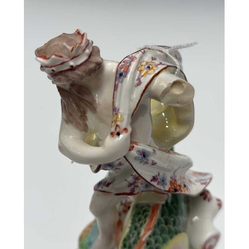 70 - Derby, a porcelain figure group of Neptune, circa 1770, the Classical standing figure crowned and dr... 