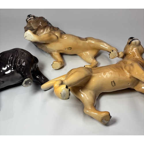 81 - A Beswick ceramic lion, height approx 13.5cm, together with a lioness, height 14cm and an elephant (... 