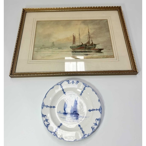 89 - William Edward James Dean (Royal Crown Derby Artist) (British, 1884-1956), a marine scene with fishi... 