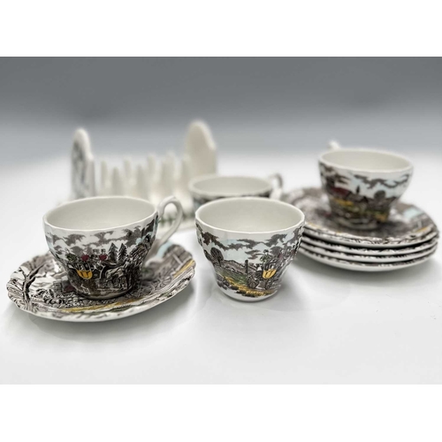 95 - A Portmeirion 'Botanic Garden' toast rack, and a small collection of Myott 'Royal Mail' pattern, six... 