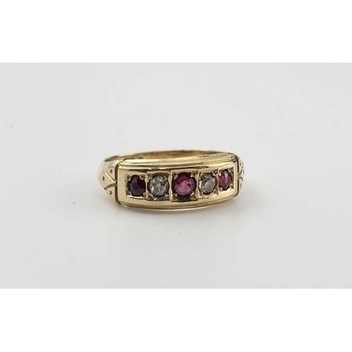 427 - A late Victorian 18ct gold ruby and diamond ring, gross weight 3.7grams (1)
