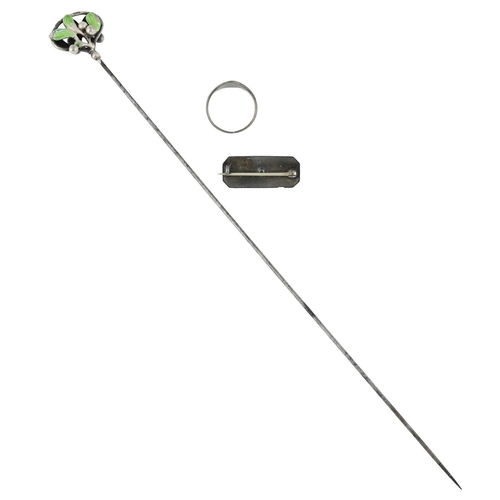 40 - Charles Horner, three early 20th century silver and enamel jewellery items, to include a silver enam... 