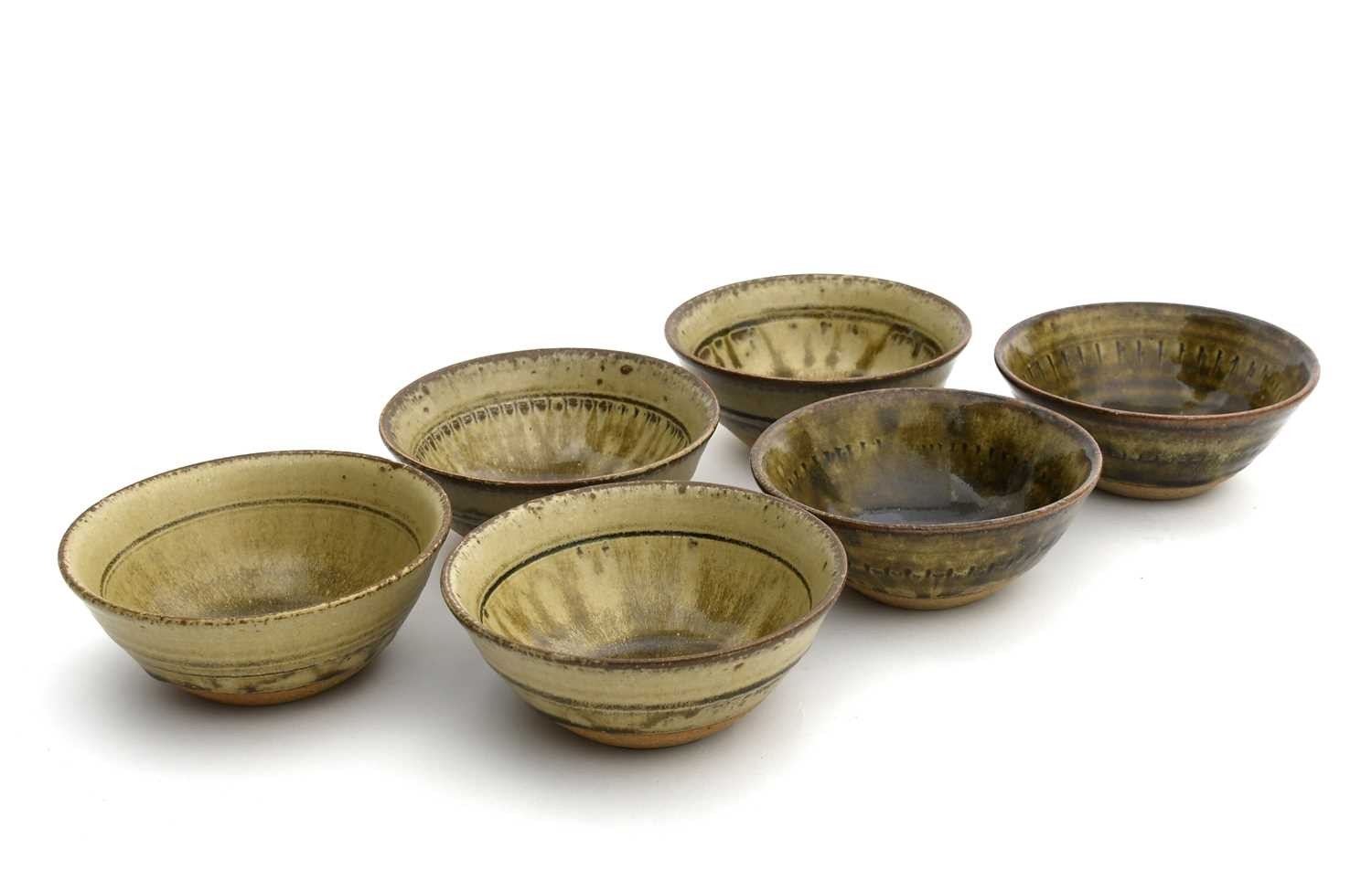 Richard Batterham (1936-2021) Six dessert bowls stoneware, each with ...