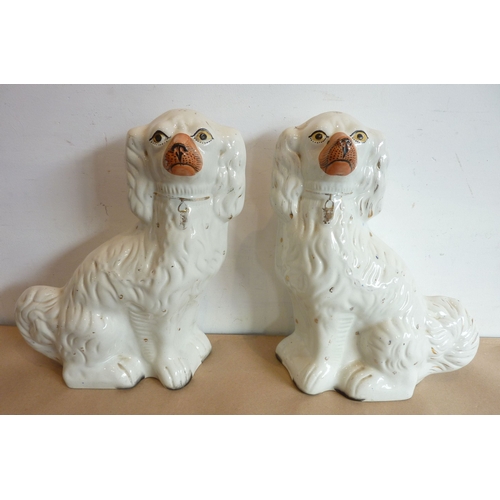 27 - A pair of large 19th century Staffordshire flat-back spaniels