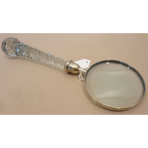 303 - A large cut-glass-handled magnifying glass