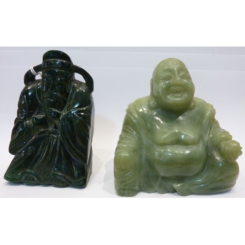 304 - Two Oriental jade Buddhas, one of some age