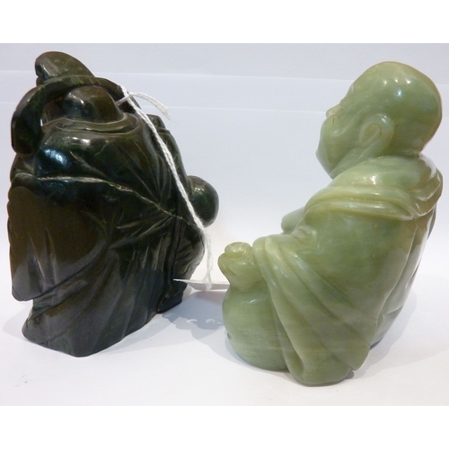 304 - Two Oriental jade Buddhas, one of some age