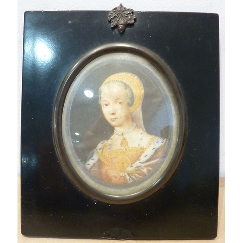 309 - A framed portrait miniature of a lady