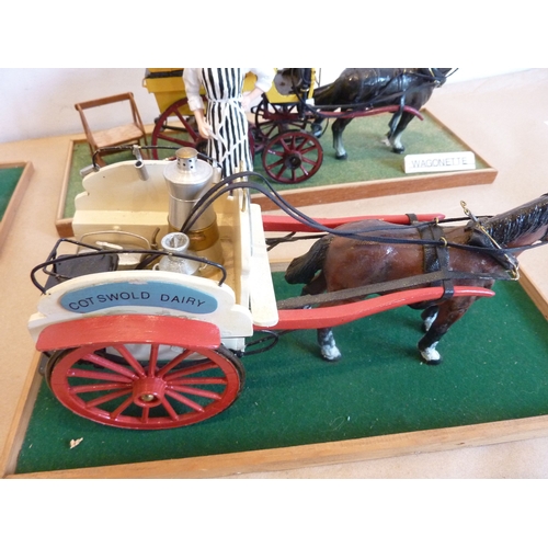 331 - Four custom-made models (within one case) to include a wagonette and a gig