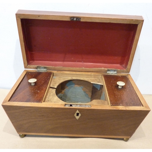 367 - A Regency three-compartment tea caddy