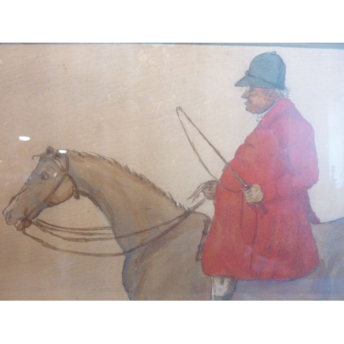 376 - An ebonised framed and glazed colour print of a fox hunter