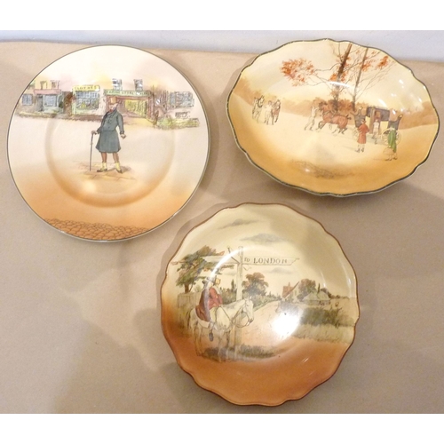 68 - Three pieces of Royal Doulton Series Ware comprising two plates and a bowl: Sir Roger De Coverley, M... 