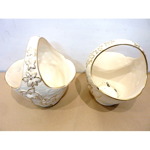 71 - A pair of Arthur Wood handled ceramic baskets in cream and gilt