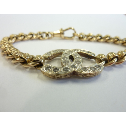 211 - A heavy 9-carat gold 'Chanel' stone-set bracelet