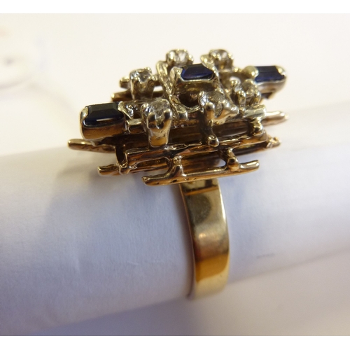 229 - A large 1970s 9-carat gold cluster ring