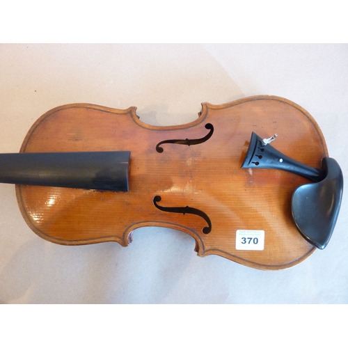 370 - An old violin with interior label for Frank Voney annotated with a name and dated 1897, together wit... 