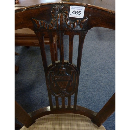 465 - A pair of Louis XVI walnut salon chairs, each with central ribbon carved to the top rail and the pie... 