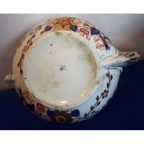 41 - A large early 19th Century Derby porcelain teapot hand gilded and decorated in the Imari palette tog... 