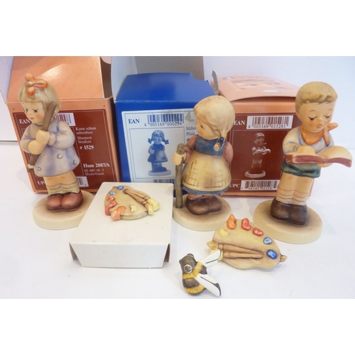 7 - Three boxed Hummel figures: HUM2087/B 'Honor Student', HUM2087/A 'Sharpest Student' and HUM768 'Pixi... 