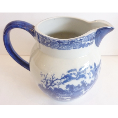 14 - A large blue-and-white ironstone china jug