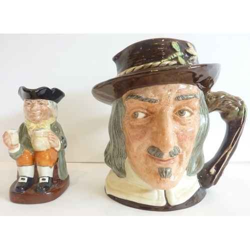 26 - A large Royal Doulton character jug of 'Izaak Walton' together with a small Toby jug 'Happy John'