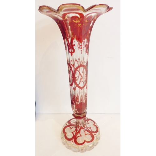 62 - A Victorian ruby glass stemmed vase