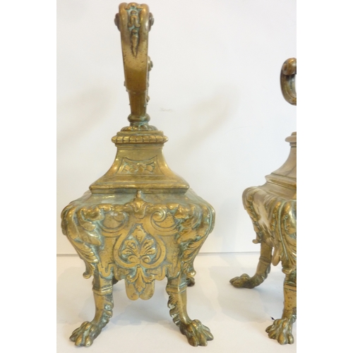 77 - A pair of Victorian brass chenets