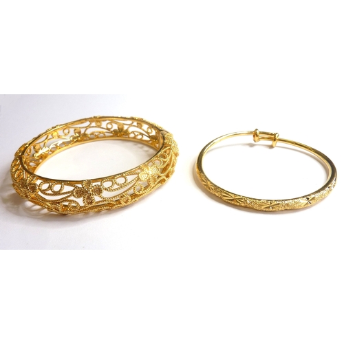 120 - Two 22-carat gold-plated bracelets