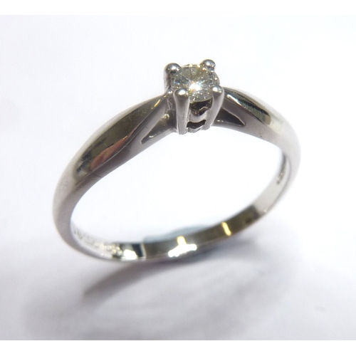 92 - A 10-carat white-gold solitaire diamond engagement ring