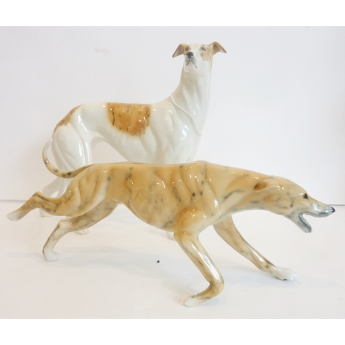 46 - Two porcelain greyhounds