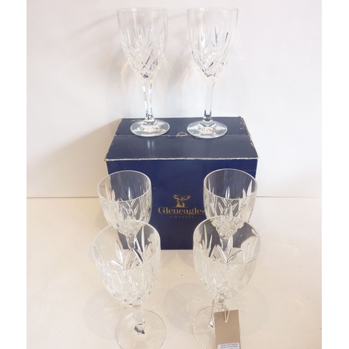 59 - A fine set of six hand-cut Gleneagles crystal wine goblets (original box)