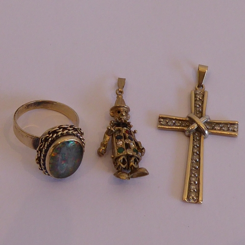 124 - Jewellery to include a yellow-metal ring marked '9CT' and set with an oval opal, a stone-set 9-carat... 