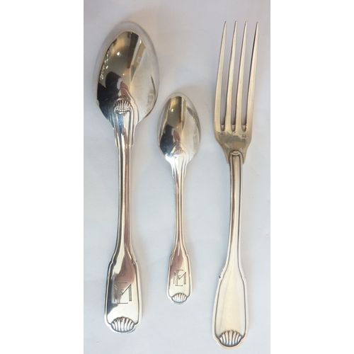 106A - A 1930s French silver-plate cased serving set, the case marked Hutereau, Coutellerie, Dieppe