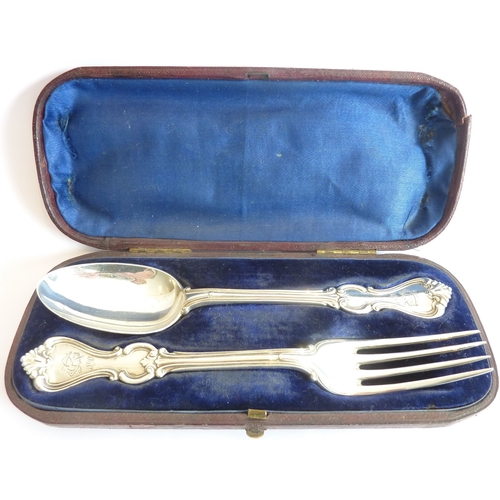 106B - A George Adams cased heavy silver spoon-and-fork set, London 1855