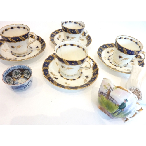 26 - Various early-style ceramics to include cups, saucers, an Oriental wine bowl and a small creamer mad... 