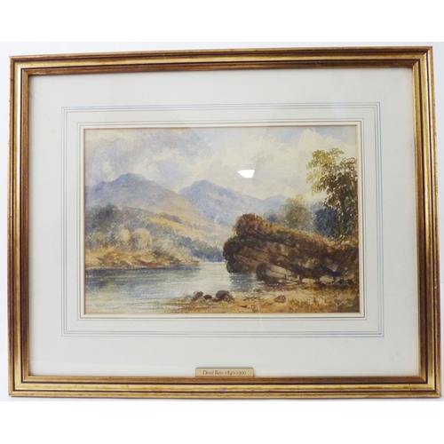 330 - David Bates (1840-1900) a watercolour study of a river meandering through mountainous country, signe... 