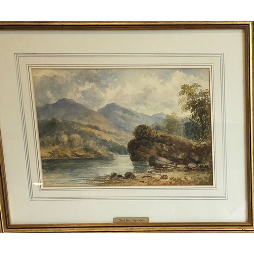 330 - David Bates (1840-1900) a watercolour study of a river meandering through mountainous country, signe... 