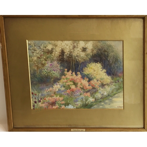 332 - Charles Elwes, a watercolour study of flowers along a country path, signed and dated 1902 lower-righ... 