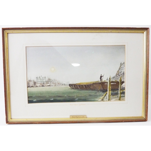 333 - Derek Wightman (20th century), a watercolour study, 'River Thames lighterman'; signed lower-right, p... 