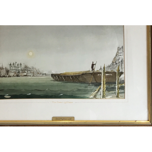 333 - Derek Wightman (20th century), a watercolour study, 'River Thames lighterman'; signed lower-right, p... 