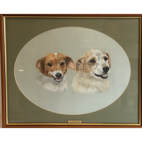 336 - A Jay Jaselton pastel study of two canine heads, signed and dated 1998, framed and glazed