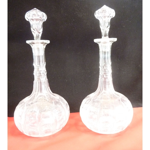 62 - A pair of Victorian crystal 'onion' decanters