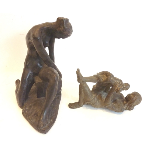 72 - An early 20th century bronzed figure, 'Foot Ball'; together with others similar