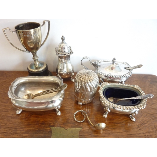 90 - Hallmarked silver cruets, mustards etc.