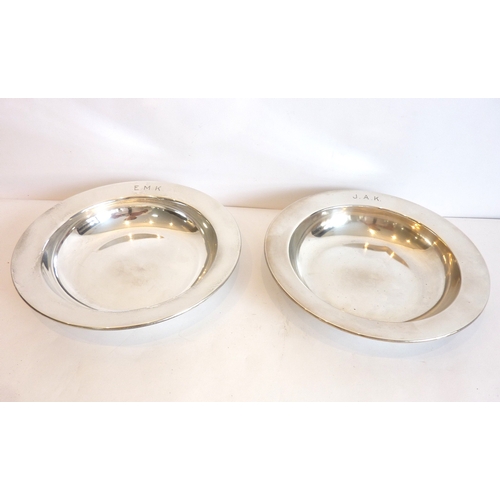 92 - Two hallmarked silver dishes (initialled)