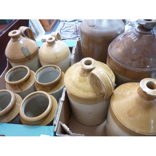 18 - A good selection of various stoneware flagons, jars etc.