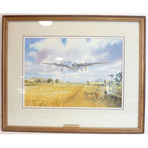 327 - Colin Doggett (b. 1947), a watercolour, 'The Sword and The Ploughshare', Consolidated B-24J Liberato... 