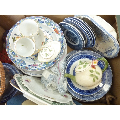 19 - A selection of various blue and white plates and other ceramics