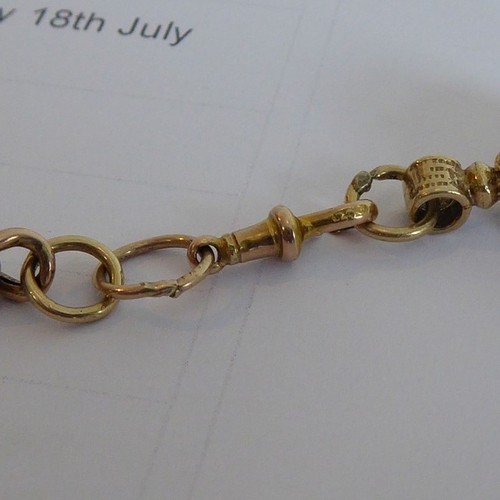 193 - A Victorian 9-carat rose-gold double Albert chain bracelet (full length 21.5cm; total weight approx.... 