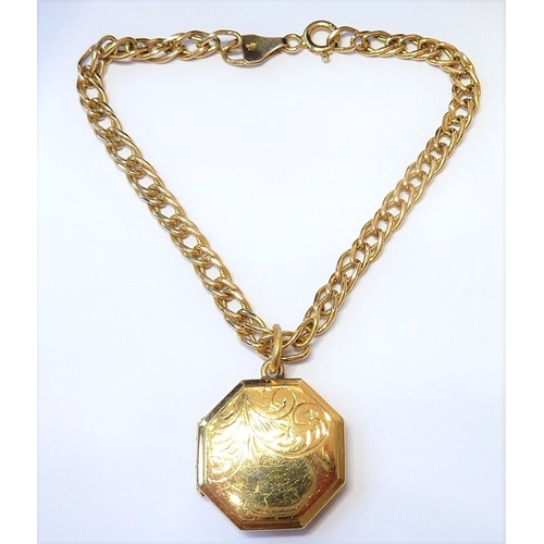 208 - A 9-carat gold bracelet together with a rose-gold photo locket
 (The cost of UK postage via Royal Ma... 